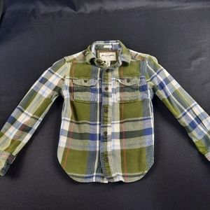 Size S Kids Boys Ambercrombie flannel shirt jacket Green Blue Plaid